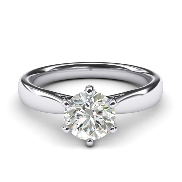 Solitaire CT Simulated 6-Prong – Sterling JEWEL 2.0 Classic Diamond LANDA Eng Silver
