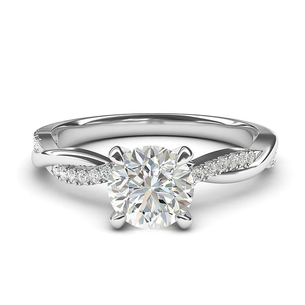 Petite Twist Diamond Engagement Ring in 14k White Gold (1/10 ct. tw.)