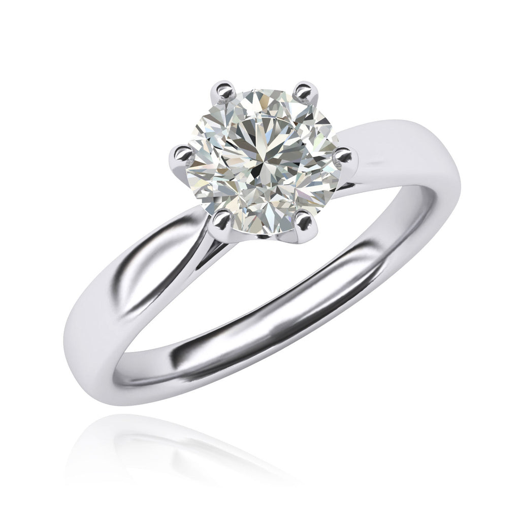 Sterling Silver 2.0 CT 6-Prong Simulated – Diamond JEWEL Solitaire Classic LANDA Eng