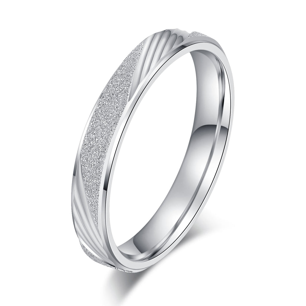 Unisex Comfort Fit Sterling Silver 3.5mm Sandblasted Finish Ring